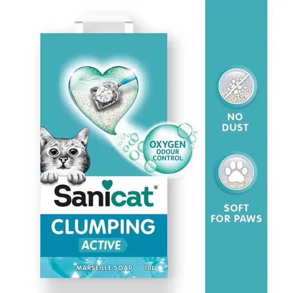 SaniCat Active Clumping White Marsilya Sabunlu Topaklanan Kedi Kumu, 10Lt