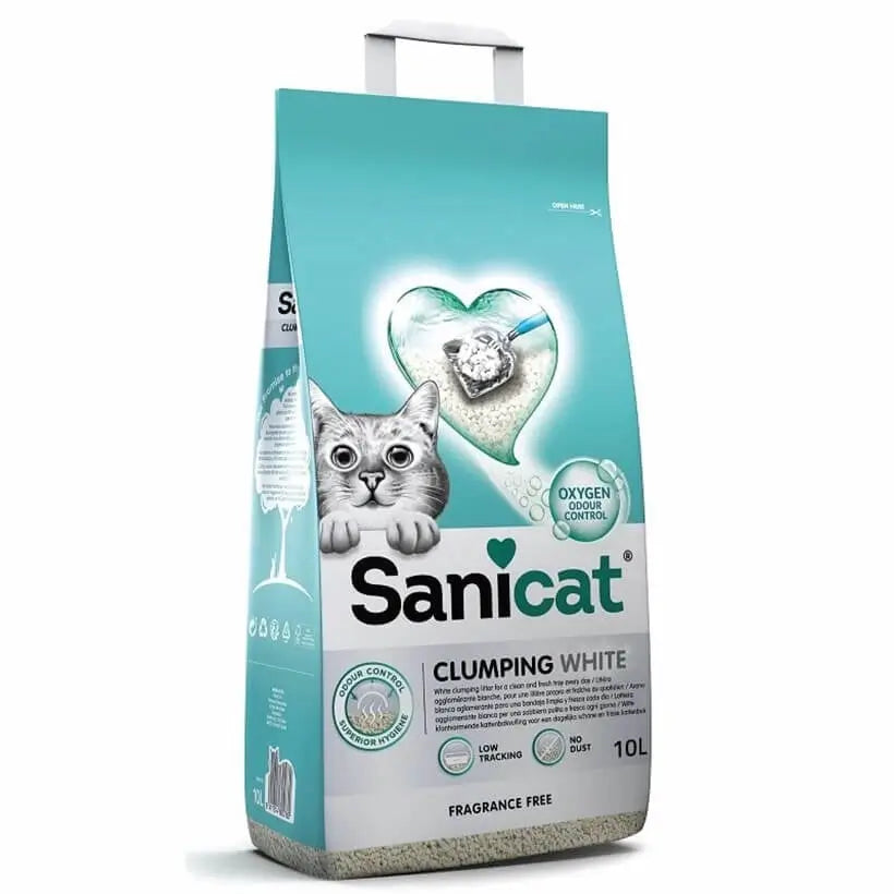 SaniCat Clumping White Kokusuz Topaklanan Kedi Kumu, 10Lt
