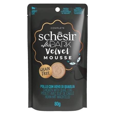 Schesir  After Dark Poach Tavuk ve Bildircin Yumurtalı Tahılsız Yetişkin Kedi Yaş Mama, 80g