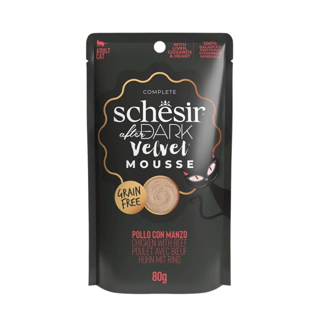 Schesir  After Dark Poach Tavuk ve Sığır Etli Tahılsız Yetişkin Kedi Yaş Mama, 80g
