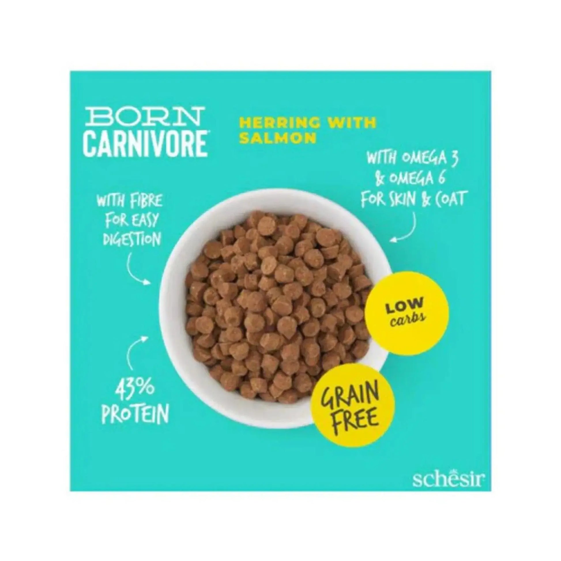 Schesir Born Carnivore Somon ve Ringa Balıklı Adult Kedi Mama, 1.25kg