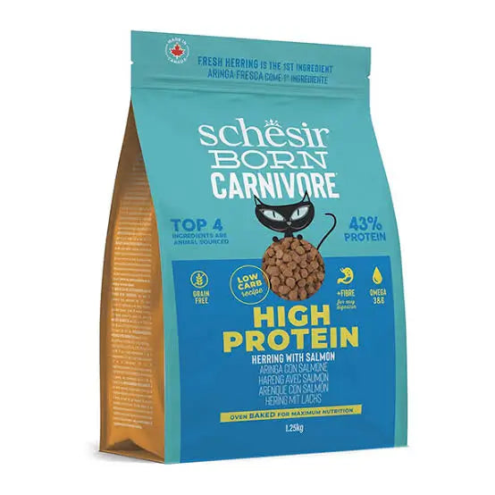 Schesir Born Carnivore Somon ve Ringa Balıklı Yetişkin Kedi Mama, 1.25kg