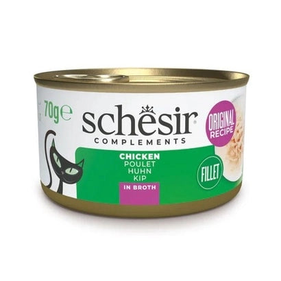 Schesir In Broth Sos İçinde Tavuk Filetolu Yetişkin Konserve Kedi Konserve Maması, 70 g
