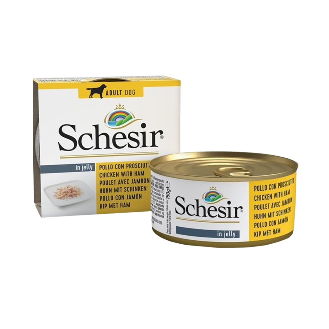 Schesir İn Jelly Domuz ve Tavuk Filetolu Yetişkin Köpek Konserve Mama, 150g