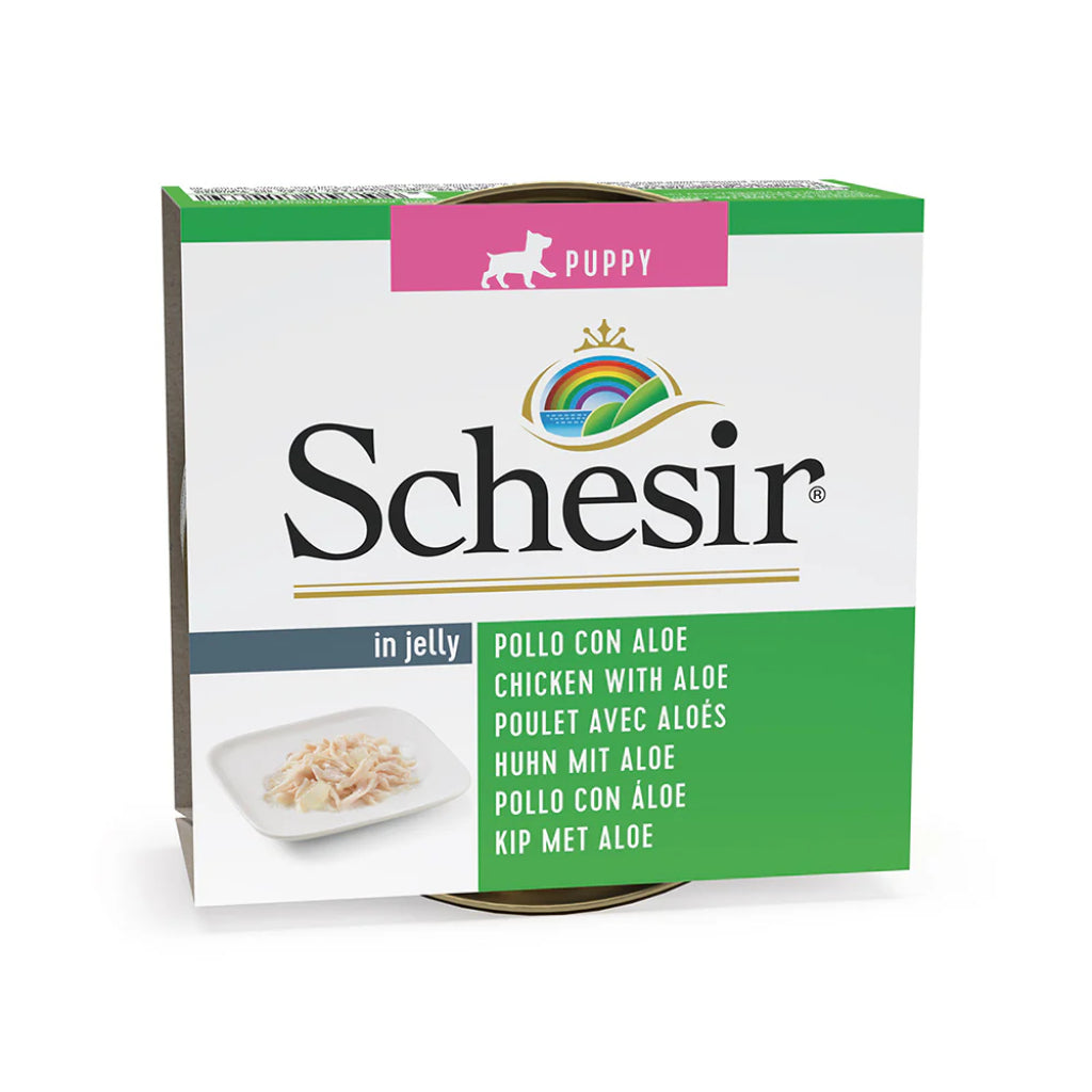 Schesir İn Jelly Tavuk Filetolu ve Aloe Veralı Yavru Köpek Konserve Mama, 150g