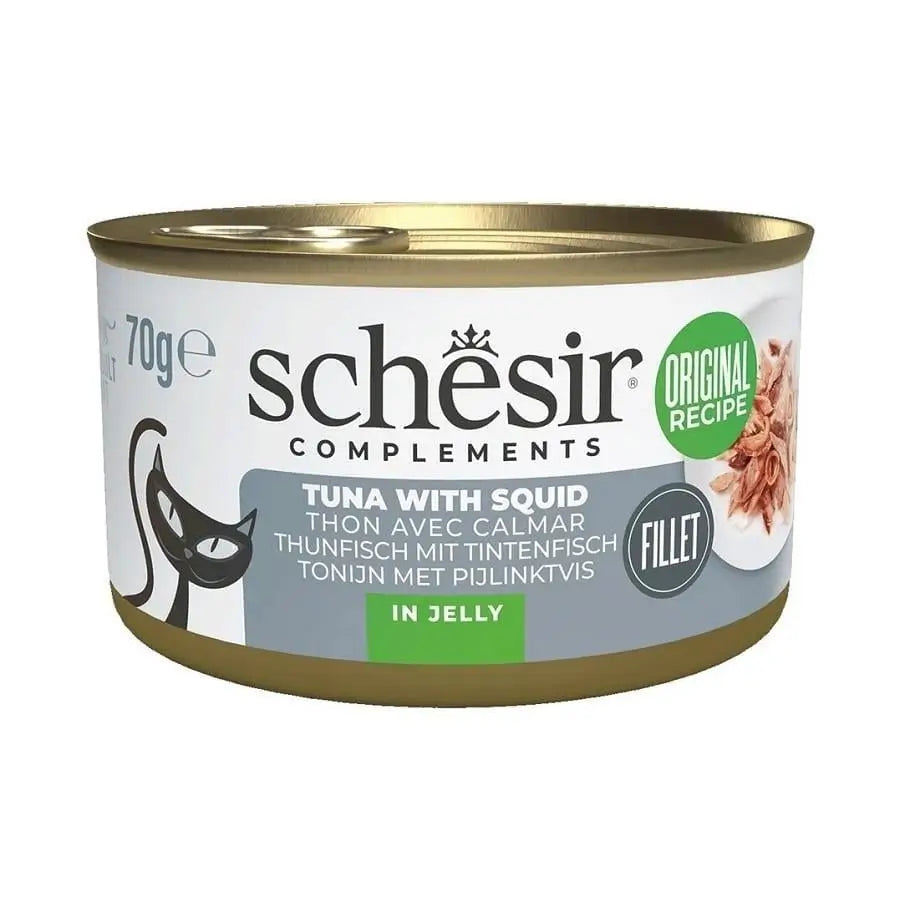 Schesir İn Jelly Tamamlıyıcı Ton Balığı ve Kalamarlı Yetişkin Kedi Konserve Mama, 70g