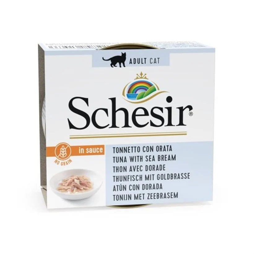 Schesir İn Sauce Ton Balığı ve Çipuralı Yetişkin Kedi Konserve Mama, 70g