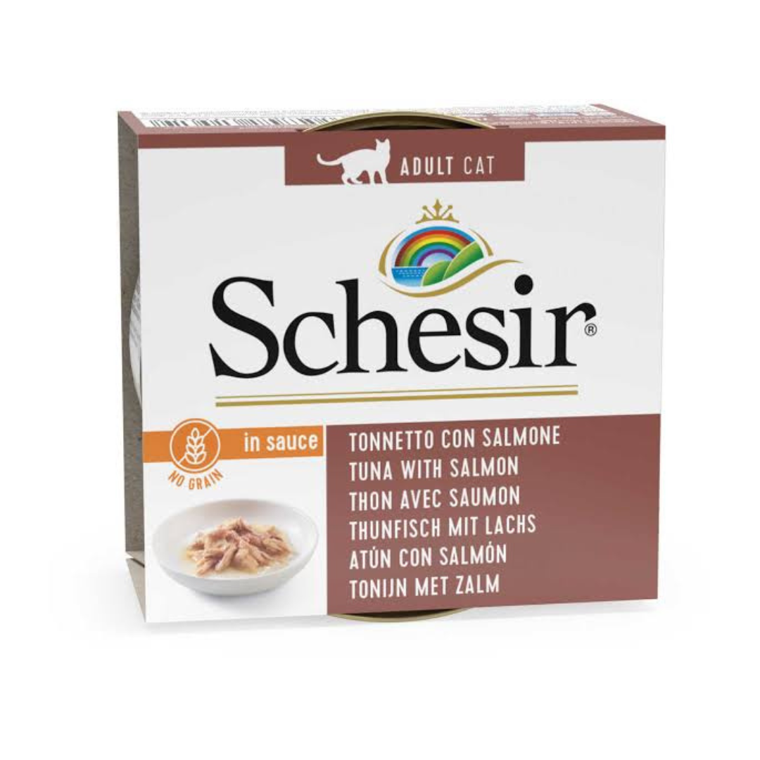 Schesir İn Sauce Ton Balığı ve Somonlu Yetişkin Kedi Konserve Mama, 70g