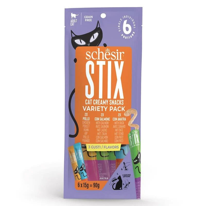 Schesir Stix Karışık Lezzetli Yetişkin Kedi Krema Ödül, 6 lı Paket, 15g