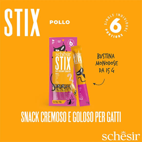 Schesir Stix Tavuklu Adult Kedi Krema Ödül, 6 lı Paket, 15g