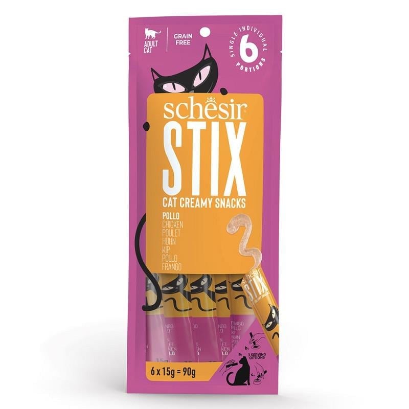Schesir Stix Tavuklu Yetişkin Kedi Krema Ödül, 6 lı Paket, 15g