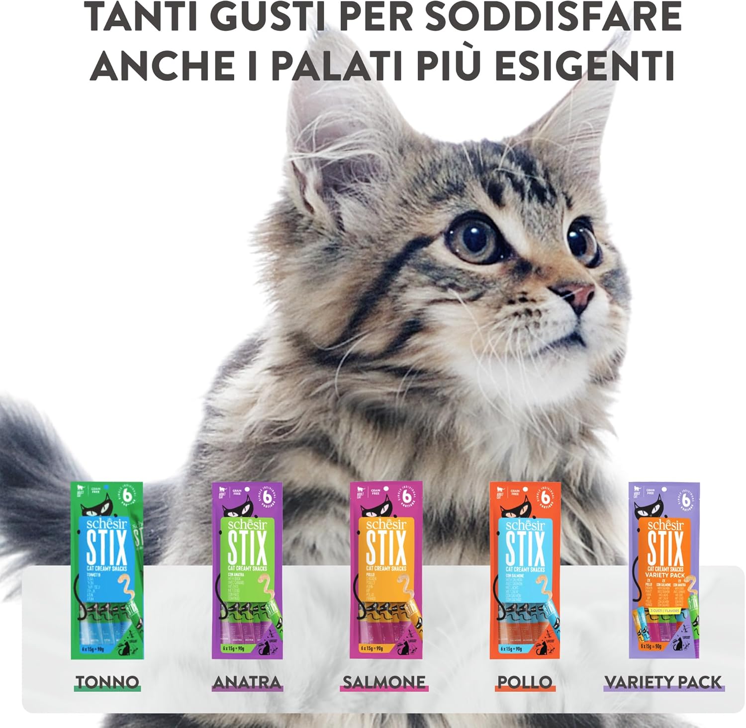 Schesir Stix Yetişkin Kedi Krema Ödül, 6 lı Paket, 15g