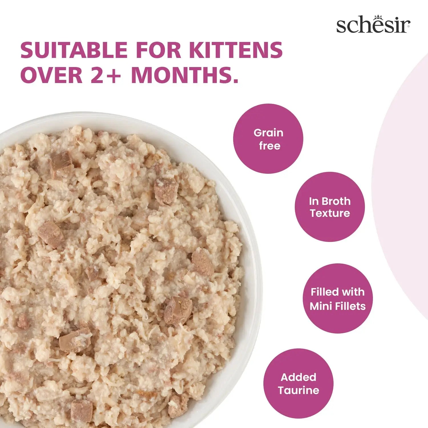 Schesir Tavuk ve Ciğerli Tahılsız Kitten Kedi Konserve Mama, 80g