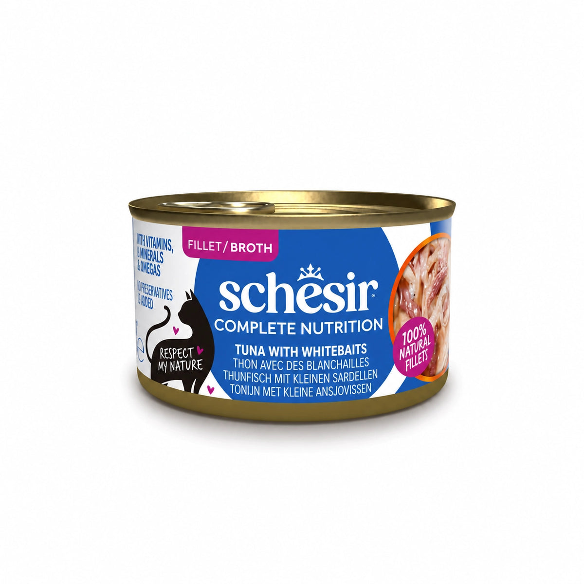 Schesir In Broth Sos İçinde Tahıllı Yetişkin Konserve Kedi Konserve Maması, 85 g