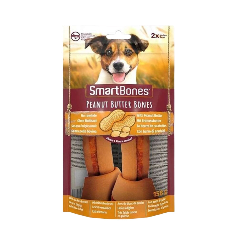 Smart Bones Peanut Butter Bones Yer Fıstıklı Köpek Düğümlü Ödül, 2 li Paket, 158g