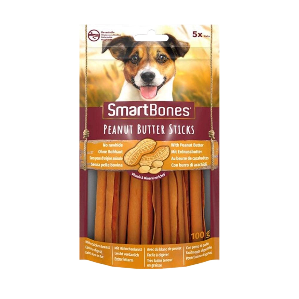 Smart Bones Peanut Butter Bones Yer Fıstıklı Köpek Stick Ödül, 5 li Paket, 100g