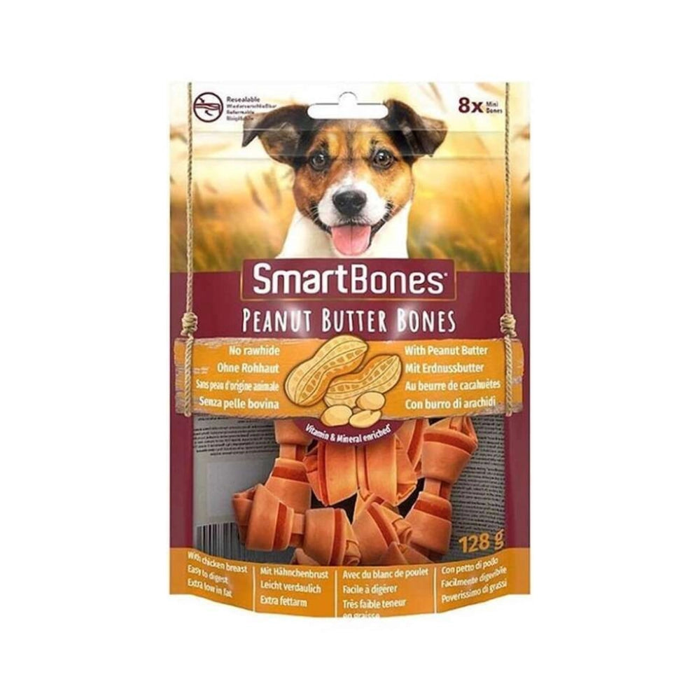Smart Bones Peanut Butter Bones Yer Fıstıklı Köpek Ödül, 8 li Paket, 128g