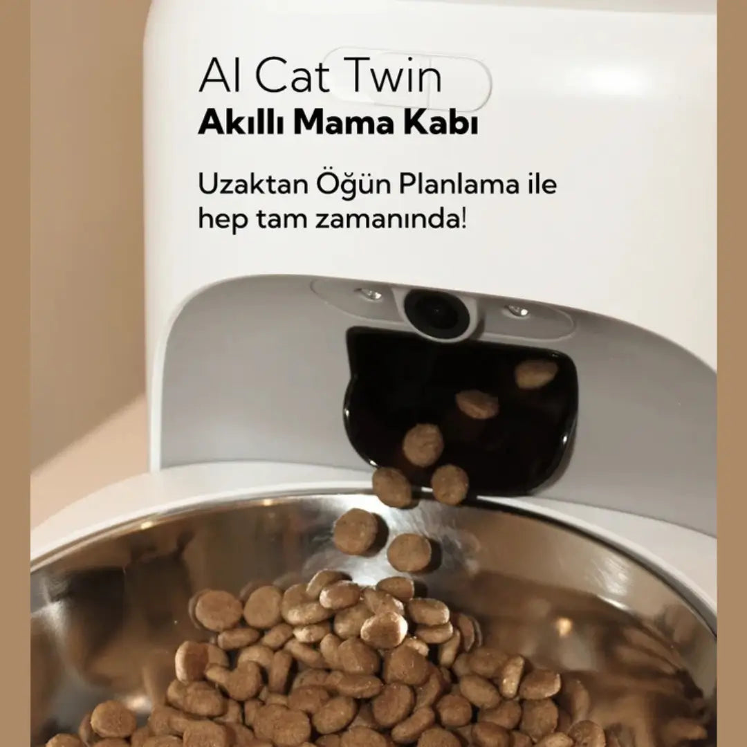 AI Cat Twin Çift Kameralı Akıllı Kedi ve Köpek Mama Kabı