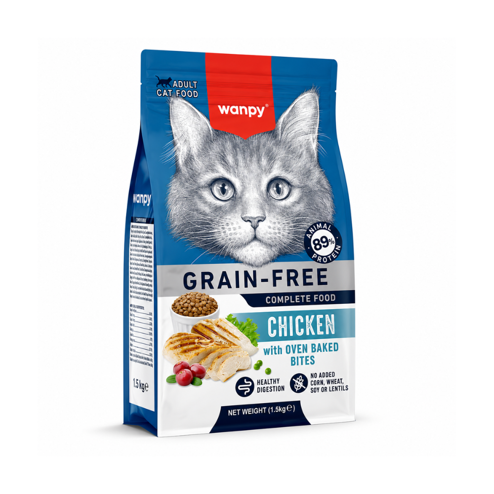 Wanpy Tavuklu Tahılsız Yetişkin Kedi Mama, 1,5kg
