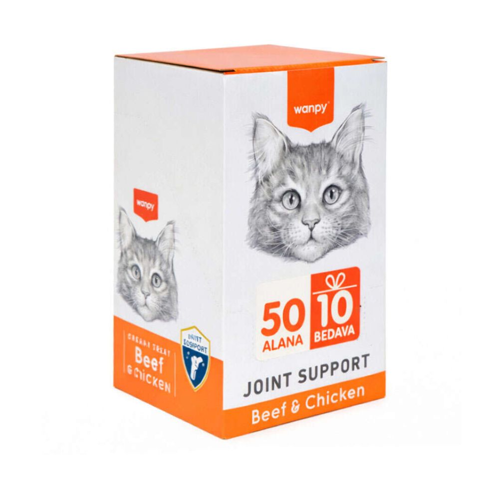 Wanpy Joint Support Sığır Eti ve Tavuklu Kedi Krema Ödül, 5 li Paket, 14g