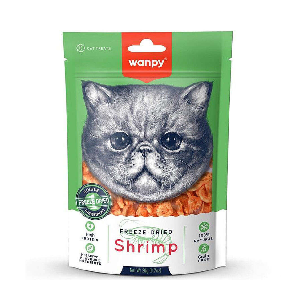 Wanpy Karidesli Kedi Dondurularak Kurutulmuş Ödül, 20g