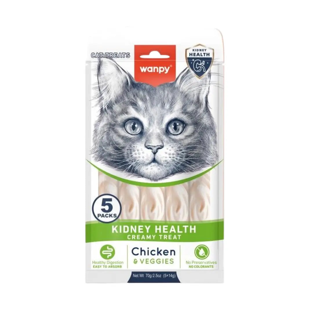 Wanpy Kidney Health Tavuk ve Sebzeli Kedi Krema Ödül, 5 li Paket, 14g