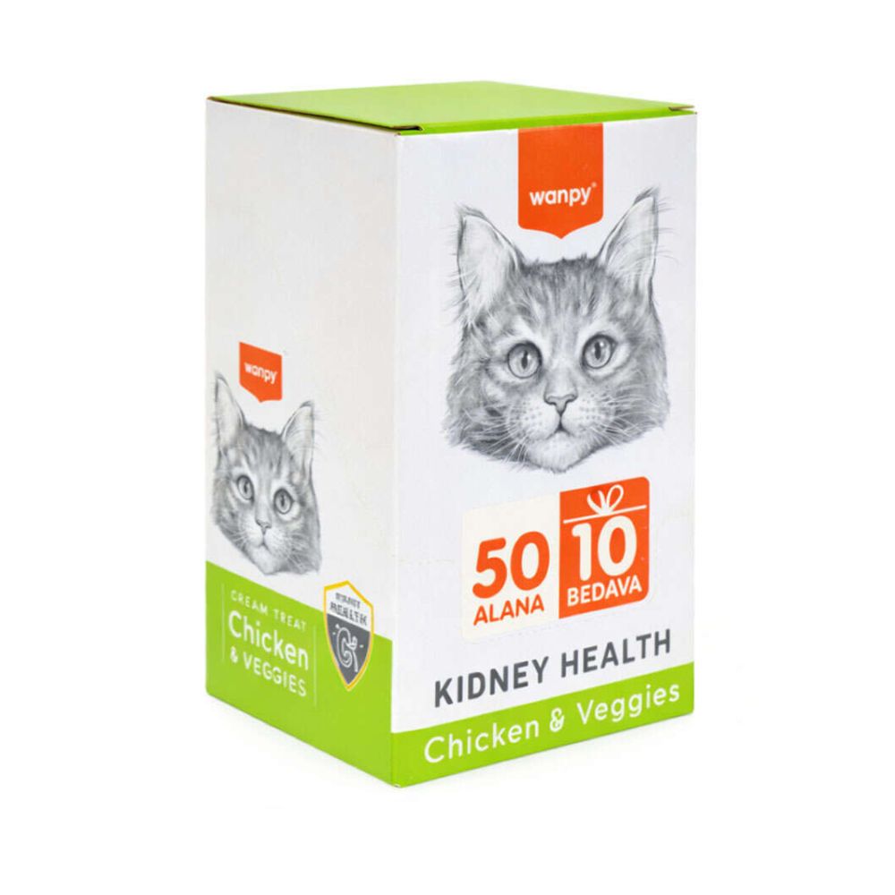 Wanpy Kidney Health Tavuk ve Sebzeli Kedi Krema Ödül, 5 li Paket, 14g