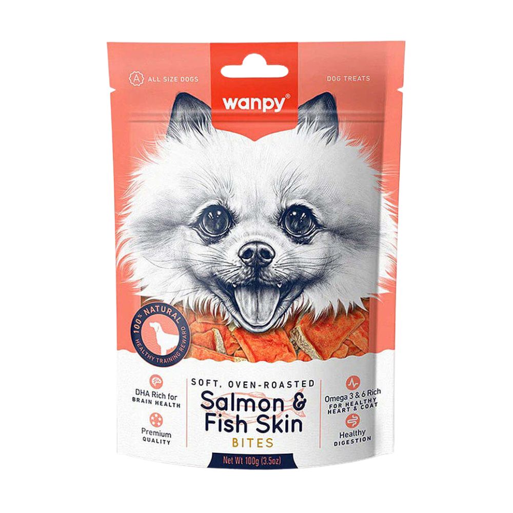 Wanpy Oven-Roasted Somon ve Balık Derisi Köpek Ödül, 100g