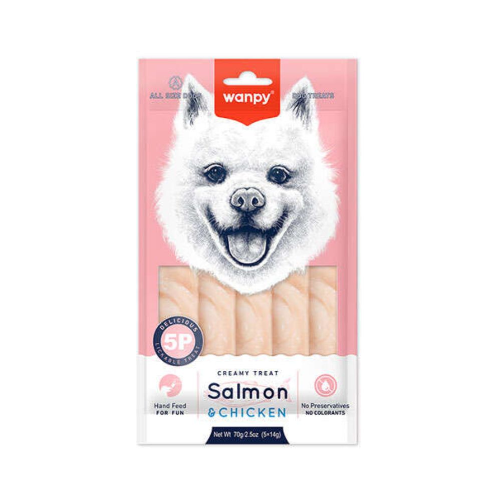 Wanpy Creamy Treat Somon ve Tavuklu Köpek Krema Ödül, 5 li Paket, 14g