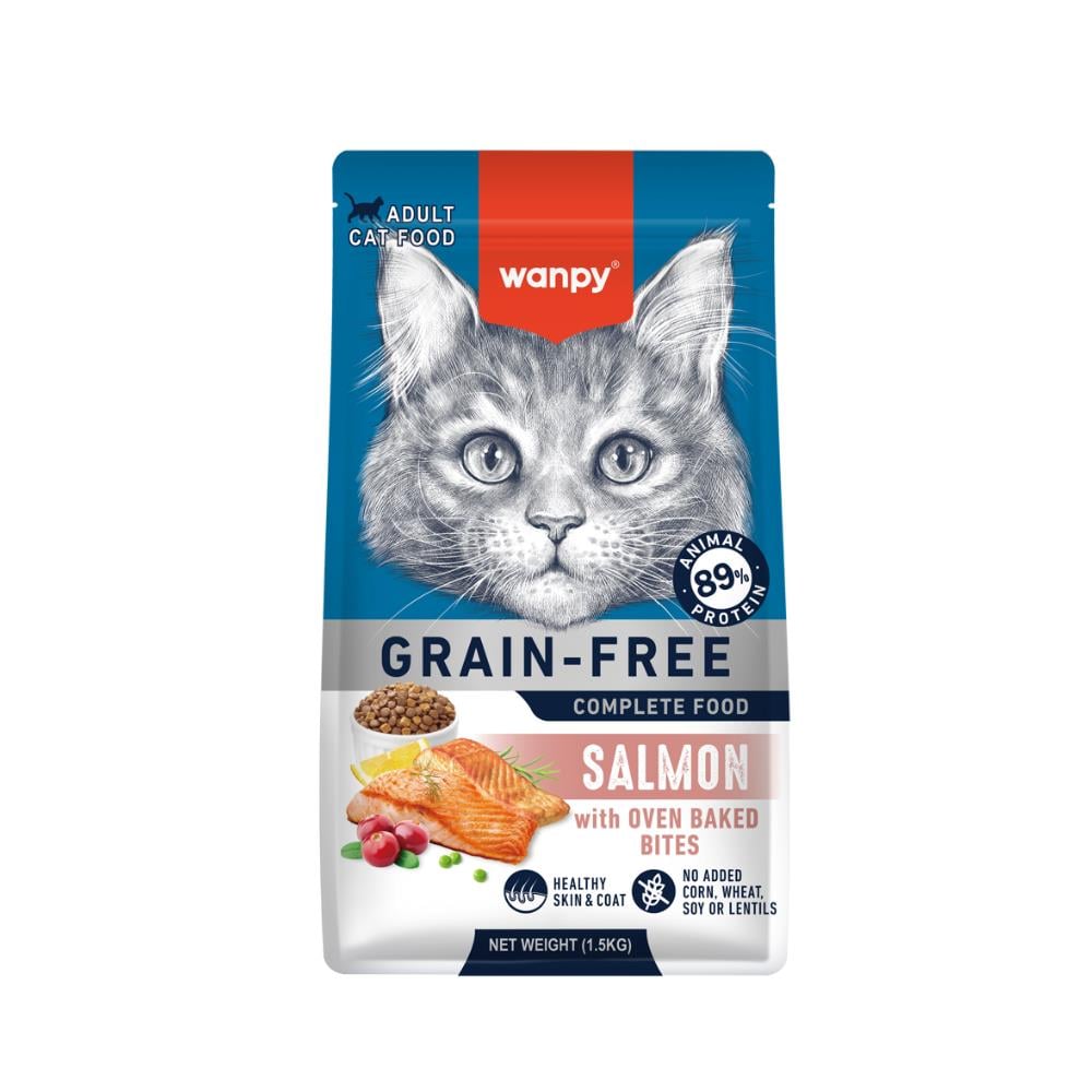 Wanpy Somonlu Tahılsız Yetişkin Kedi Mama, 1,5kg