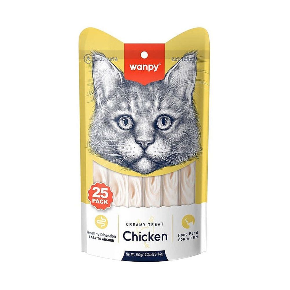 Wanpy Creamy Treat Tavuklu Kedi Krema Ödül, 25 li Paket, 14g