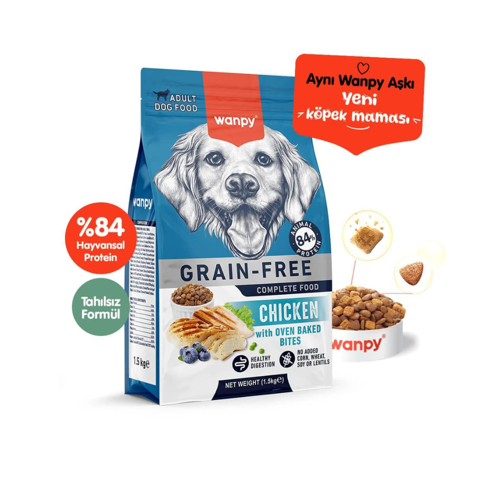 Wanpy tavuklu yetişkin köpek kuru maması 1,5kg