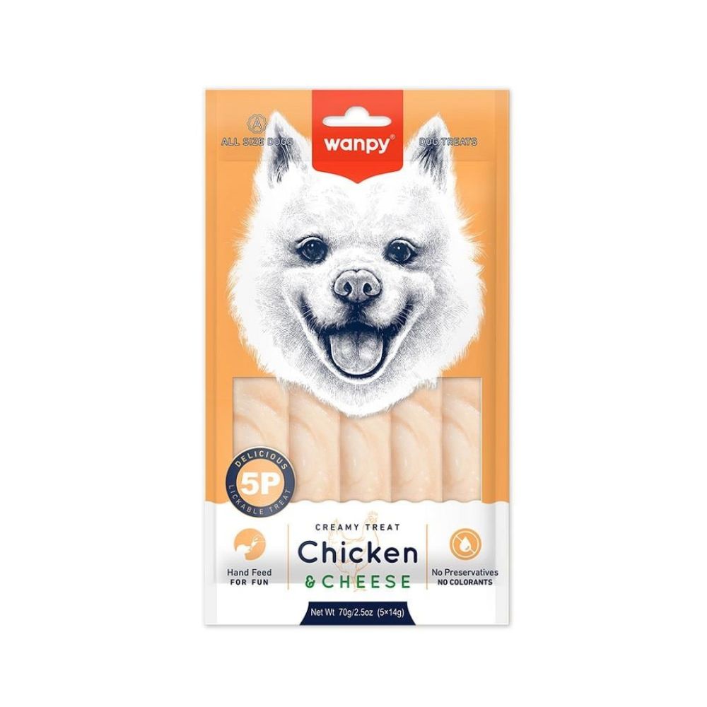 Wanpy Creamy Treat Tavuklu ve Peynirli Köpek Krema Ödül, 5 li Paket, 14g