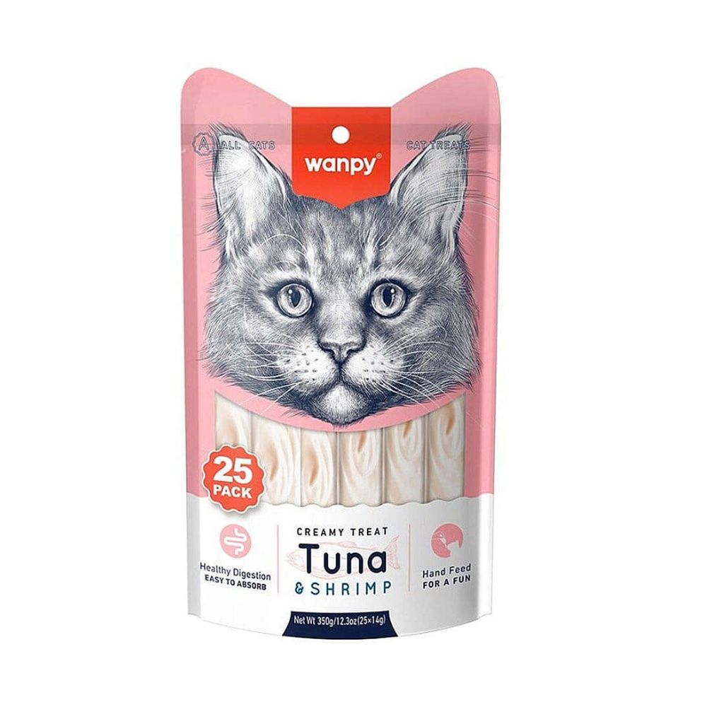 Wanpy Creamy Treat Ton Balık ve Karidesli Kedi Krema Ödül, 25 li Paket, 14g