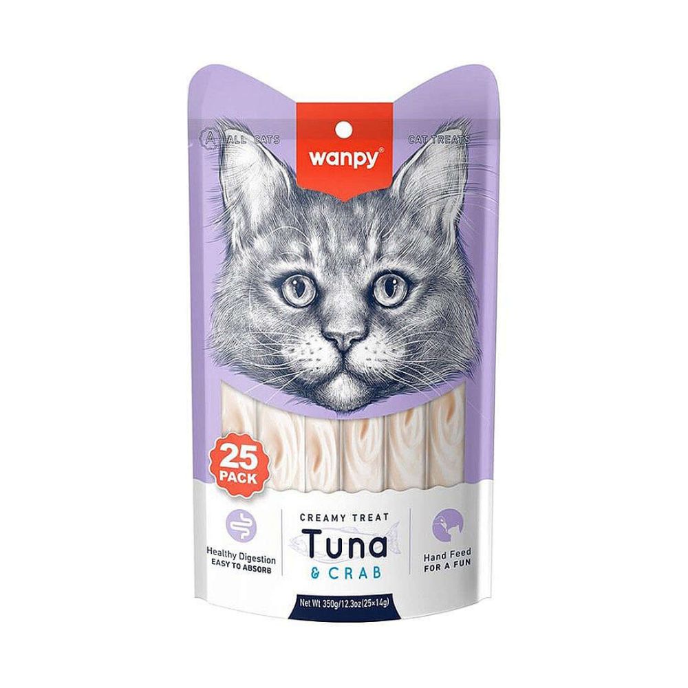 Wanpy Creamy Treat Ton Balık ve Yengeçli Kedi Krema Ödül, 25 li Paket, 14g