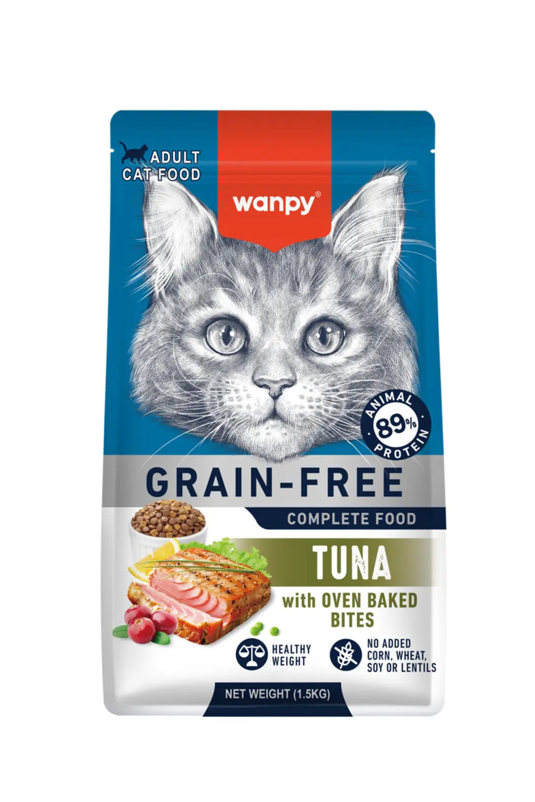 Wanpy Ton Balıklı Tahılsız Yetişkin Kedi Mama, 1,5kg