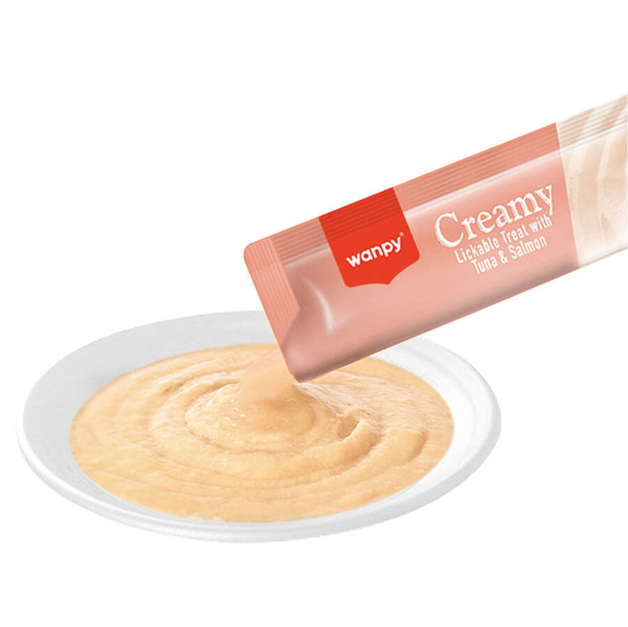 Wanpy Creamy Treat Ton ve Somonlu Kedi Sıvı Ödül, 5 li Paket, 14g
