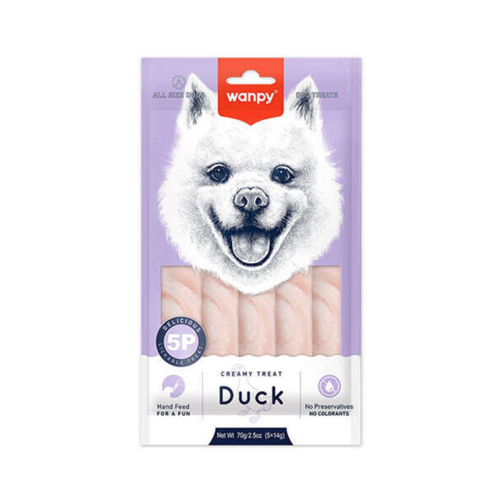 Wanpy Creamy Treat Ördekli Köpek Krema Ödül, 5 li Paket, 14g