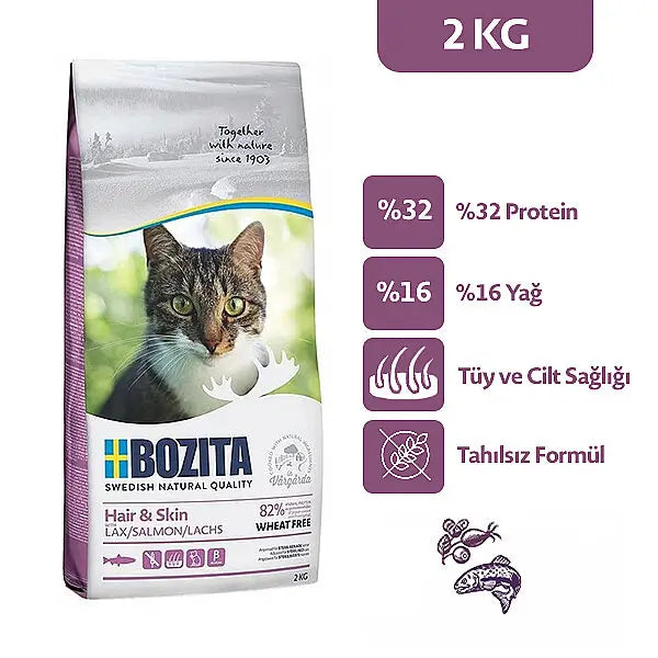 Bozita Hair & Skin Deri ve Tüy Sağlığı Somonlu Yetişkin Kedi Maması