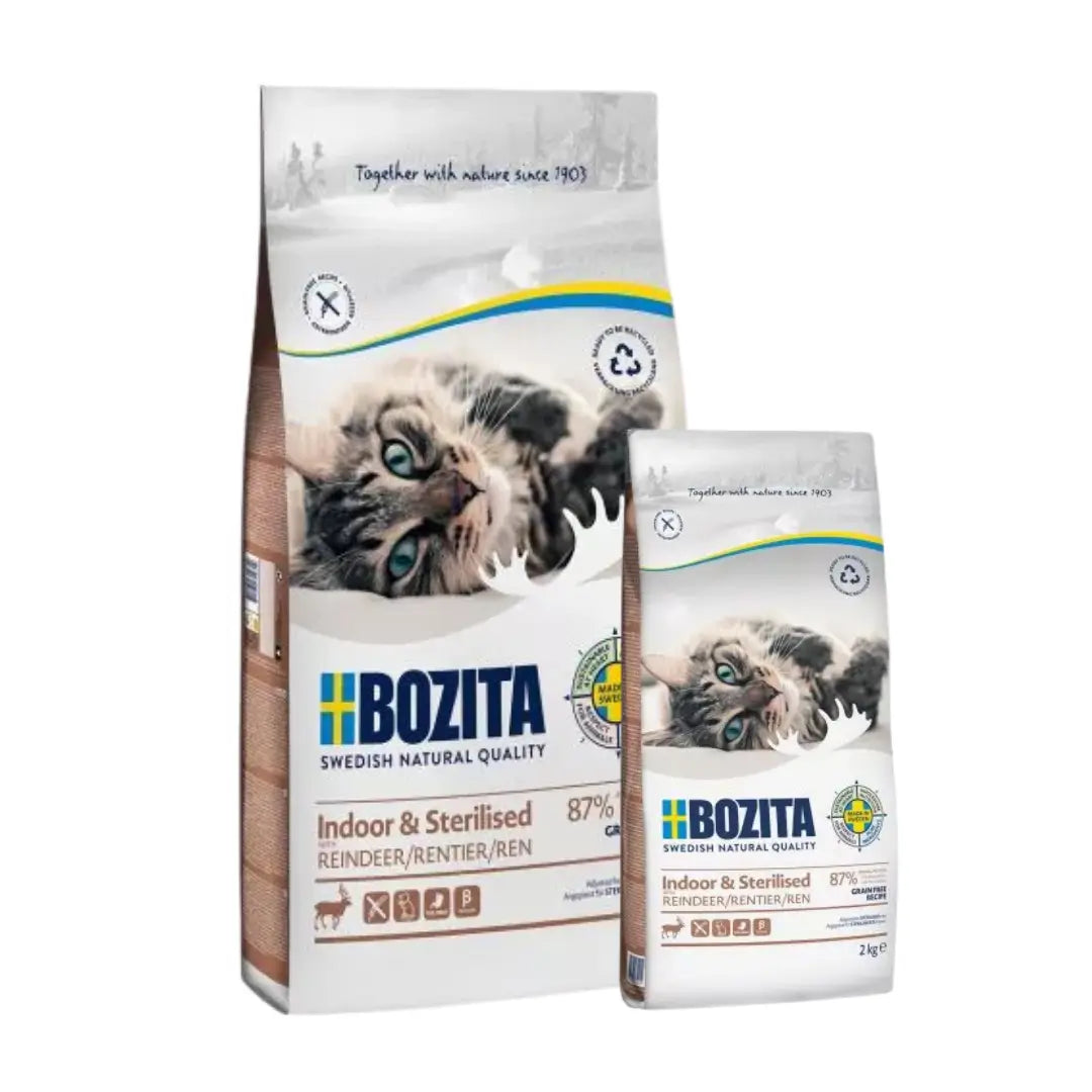 Bozita Indoor & Sterilised Kısırlaştırılmış Ren Geyiği Etli Tahılsız Yetişkin Kedi Maması