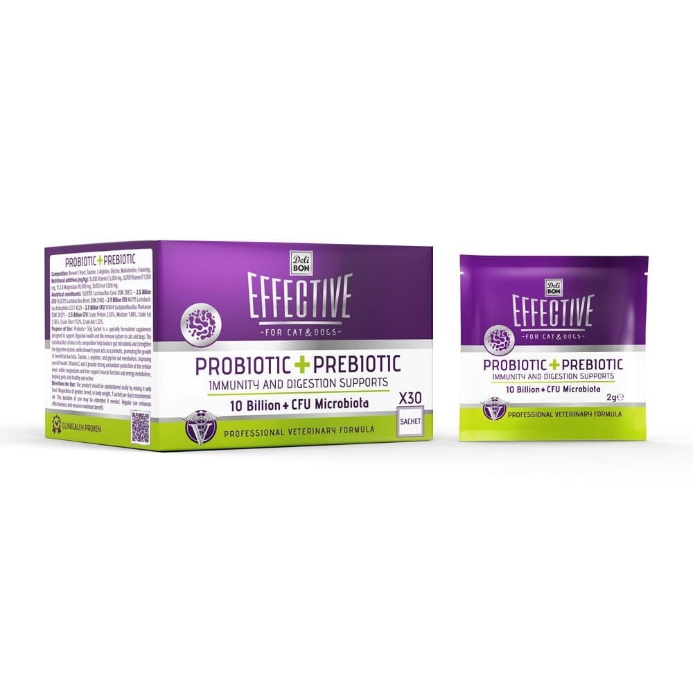 Delibon Effective Kedi ve Köpek Probiyotik Tozu, 30'lu Paket, 2 g