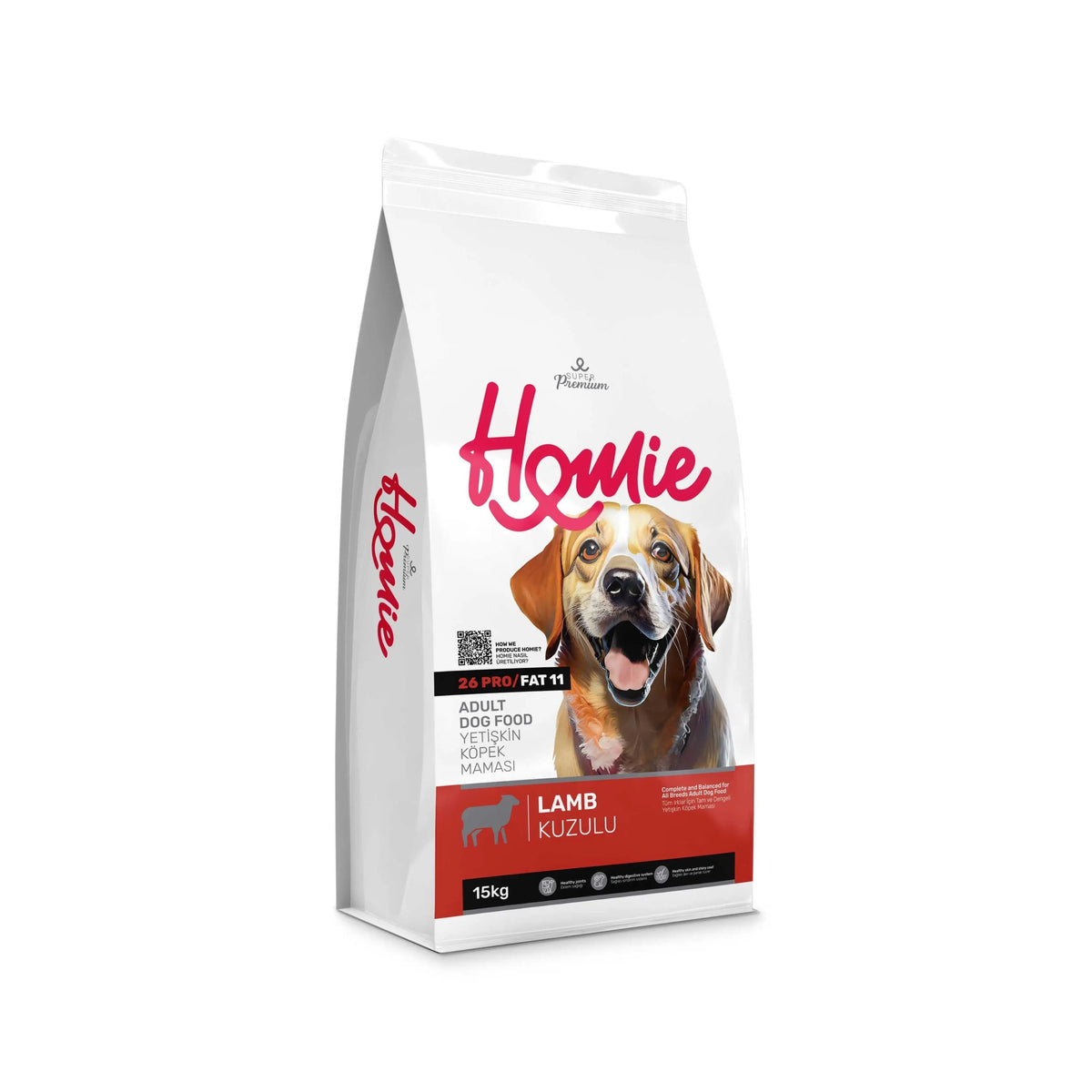 Homie Super Premium Kuzulu Yetişkin Köpek Maması, 15 kg