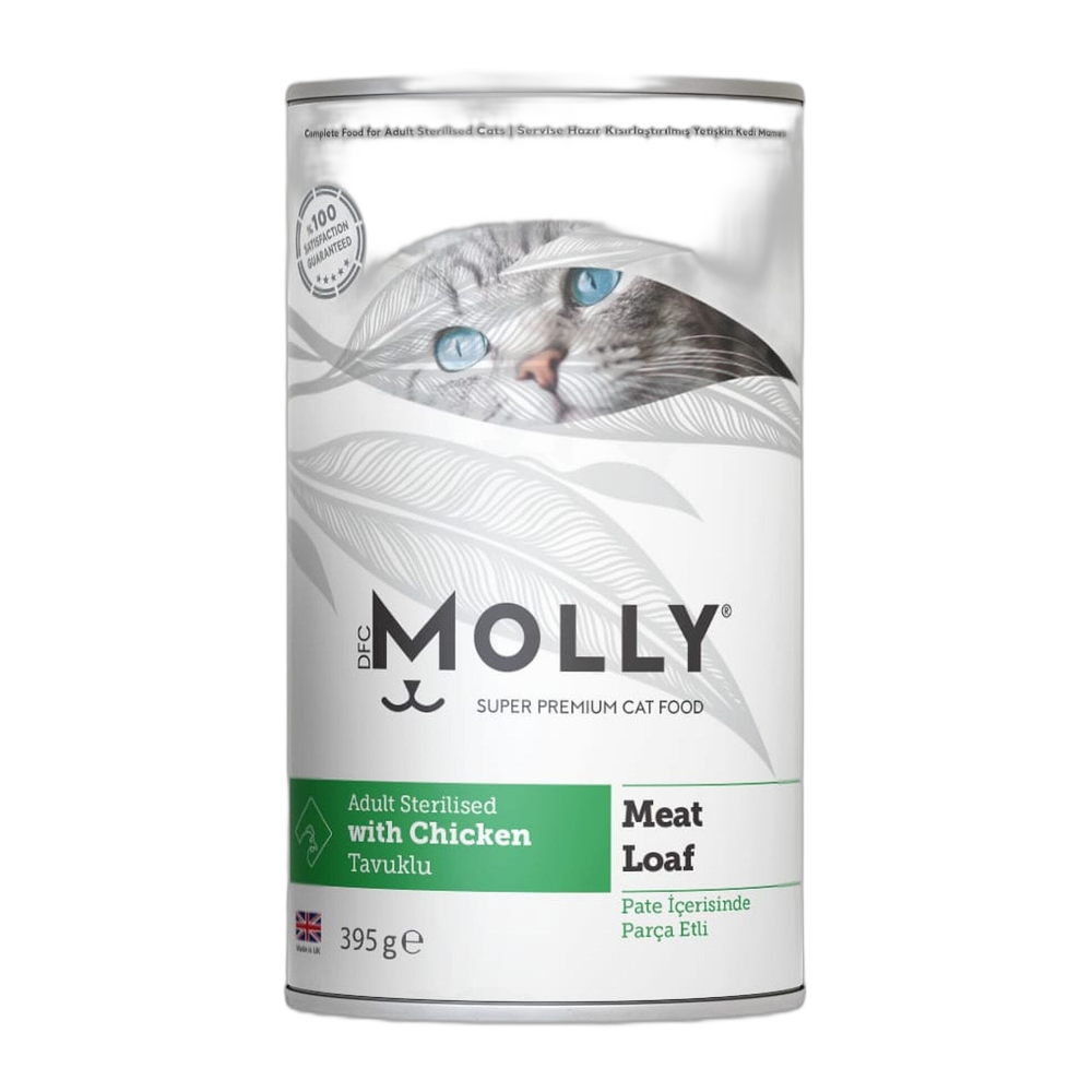 Molly Kısırlaştırılmış Tavuklu Konserve Kedi Konserve Maması, 395 g