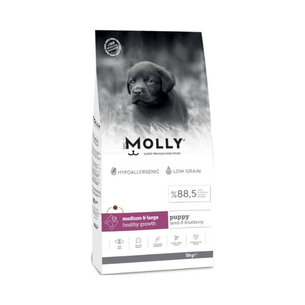 Molly Kuzulu ve Yaban Mersinli Orta Irk ve Büyük Irk Yavru Köpek Maması