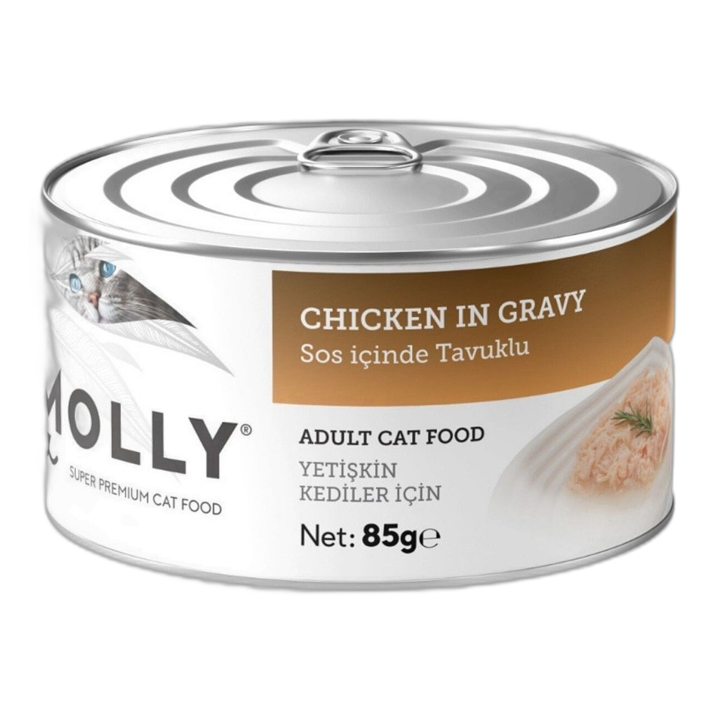 Molly Sos İçinde Tavuklu Yetişkin Konserve Kedi Konserve Maması, 85 g