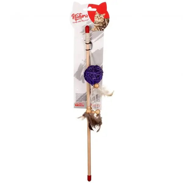 Natura Ptc-020 Uzun Tüylü Bambu Toplu Olta Kedi Oyuncak, 40cm