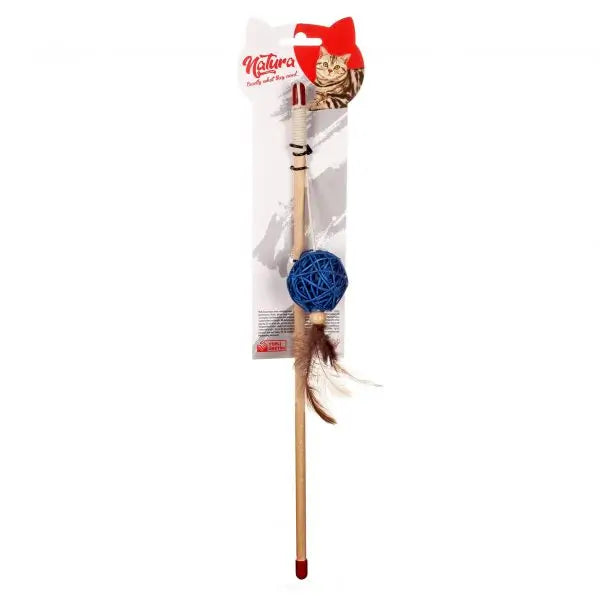 Natura Ptc-023 Tüylü Doğal Bambu Top oltası Kedi Oyuncak, 40cm