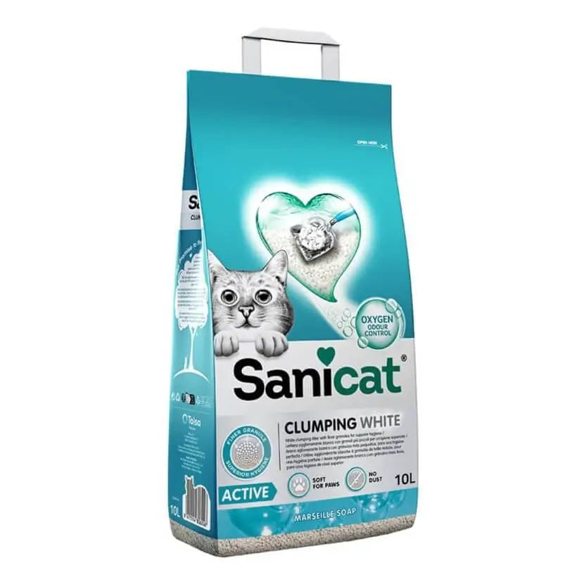 SaniCat Active Clumping White Marsilya Sabunlu Topaklanan Kedi Kumu, 10Lt