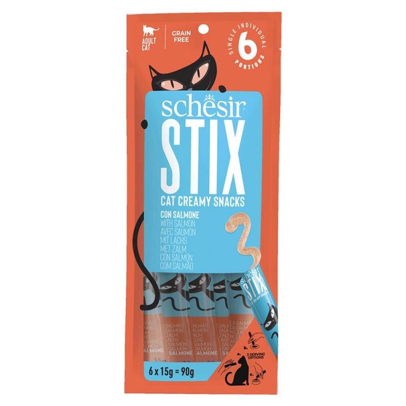 Schesir Stix Somonlu Yetişkin Kedi Krema Ödül, 6 lı Paket, 15g