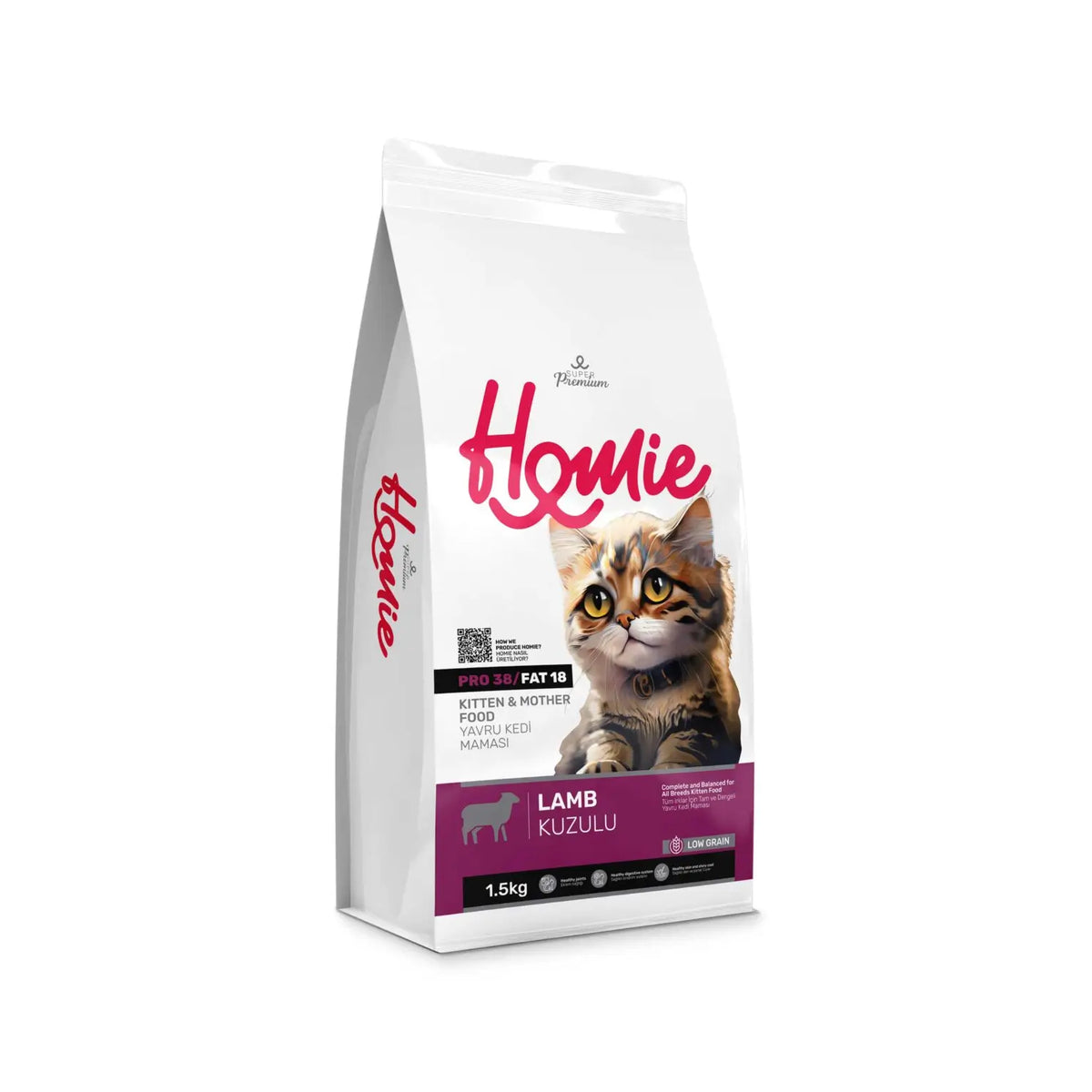 Homie Super Premium Kuzulu Az Tahıllı Yavru ve Anne Kedi Maması